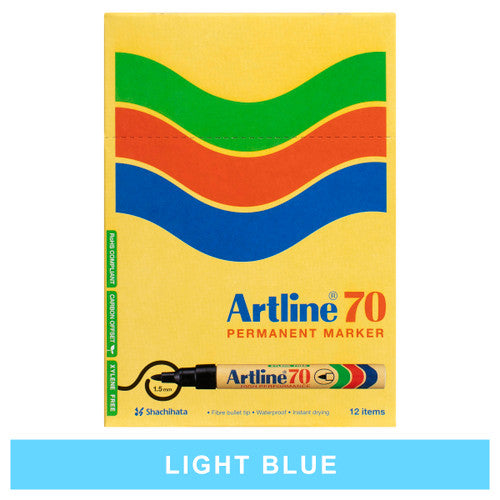 Artline 70 Permanent Marker 1.5mm Bullet Nib Light Blue Box 12 - image 1