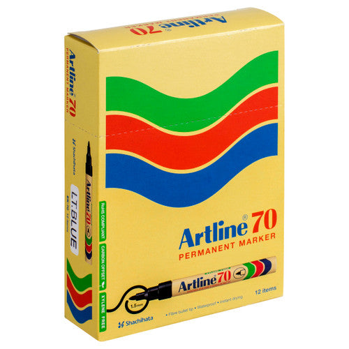 Artline 70 Permanent Marker 1.5mm Bullet Nib Light Blue Box 12 - image 2