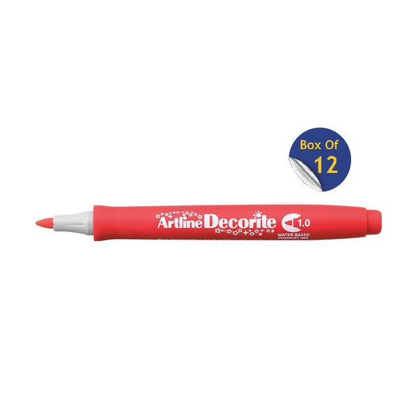 Artline Decorite Marker 1.0mm Red Box of 12 - image 1