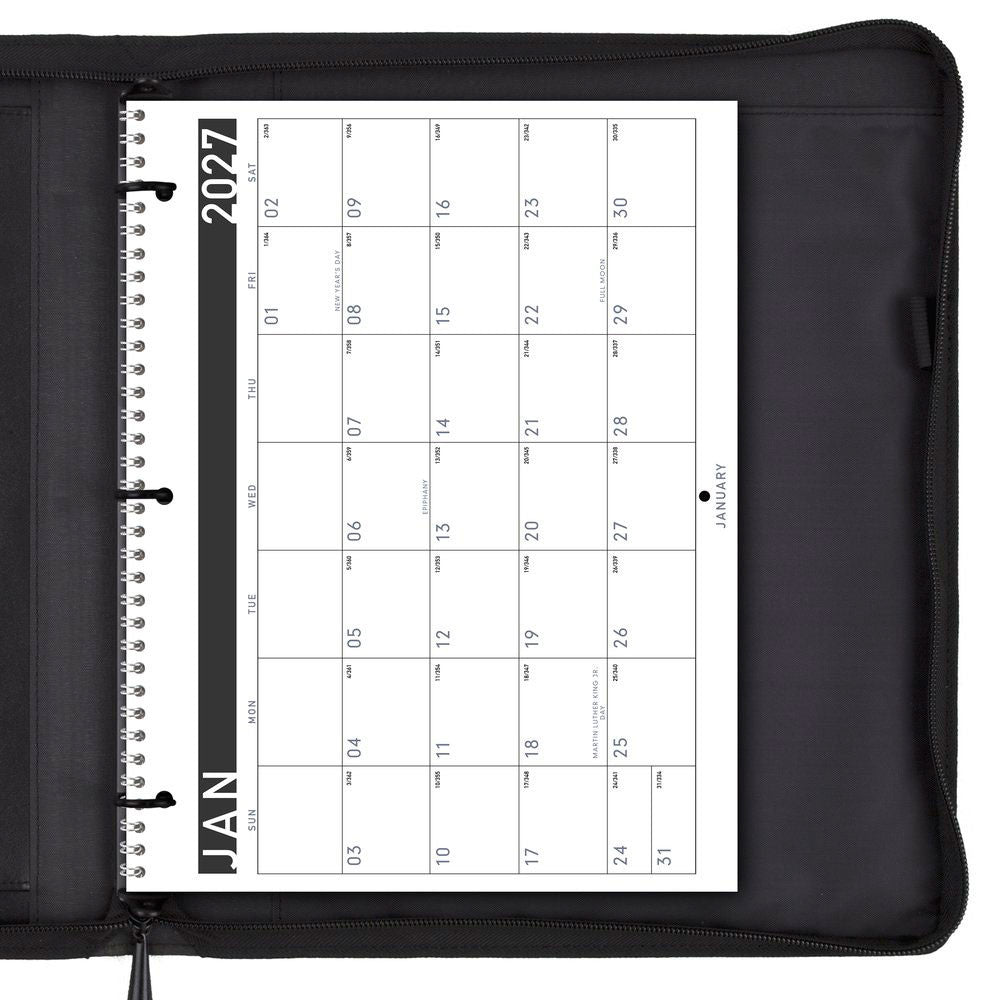 At-A-Glance Recycled Desk and Wall Calendar 2027 279 x 215mm Month To View shown with its retail packaging and the product information panel visible.