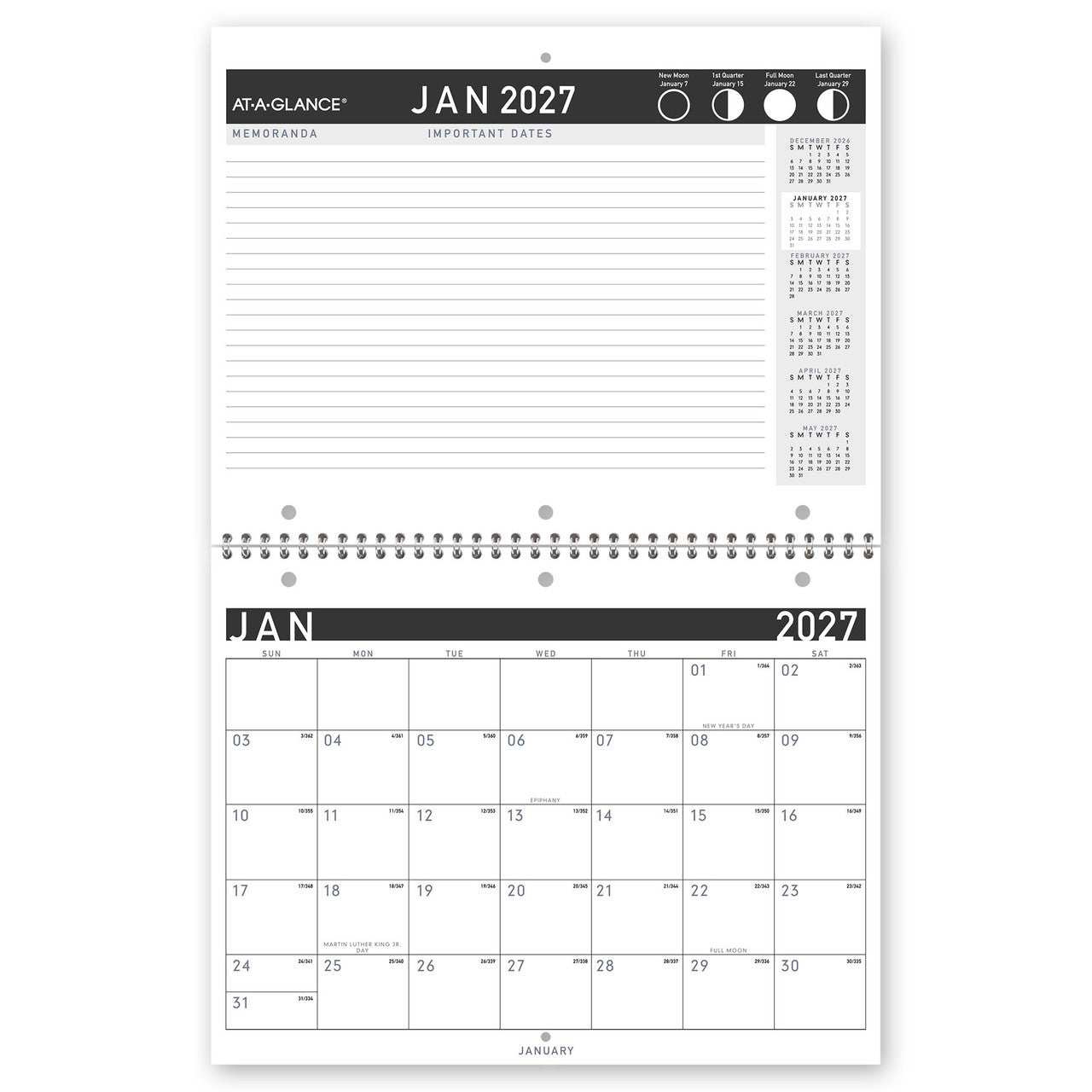 At-A-Glance Recycled Desk and Wall Calendar 2027 279 x 215mm Month To View shown front on, the printed 2027 planning grid, photographed flat against a plain background.