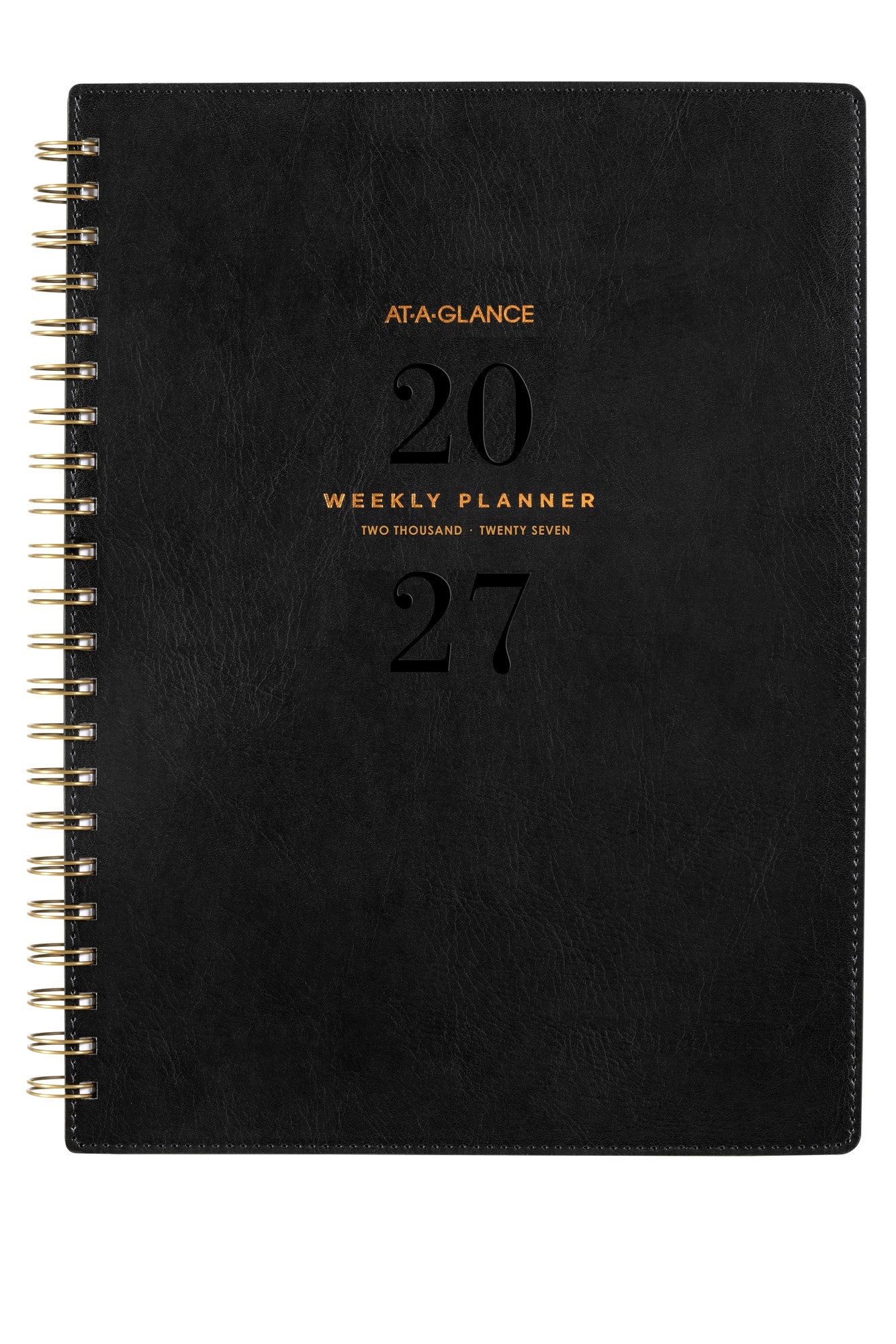 At-A-Glance Signature Diary 2027 A4 Week To View Black shown front on, the black cover, closed flat against a plain background.