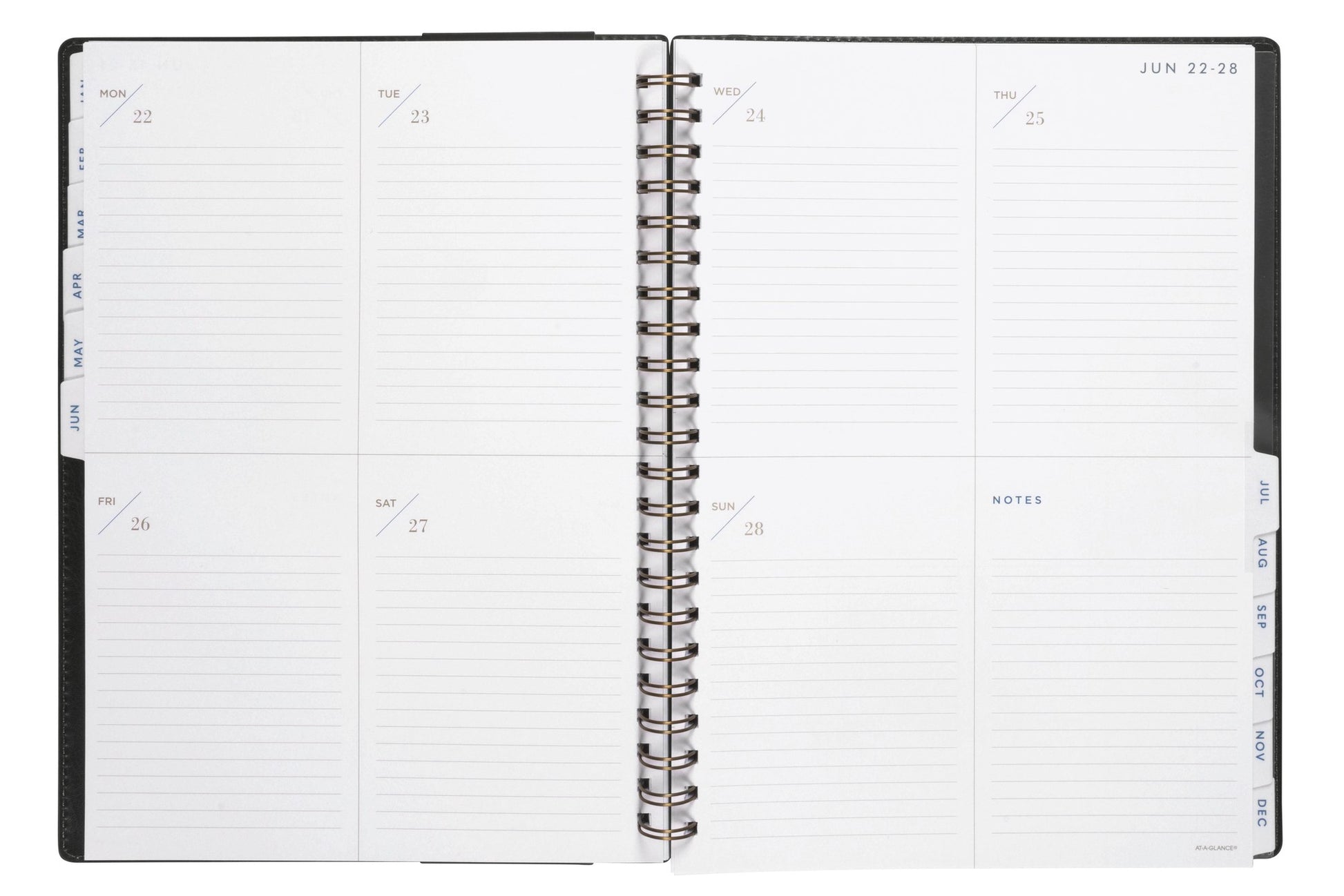 At-A-Glance Signature Diary 2027 A4 Week To View Green opened to show the printed week to view interior pages and the dated planning grid.