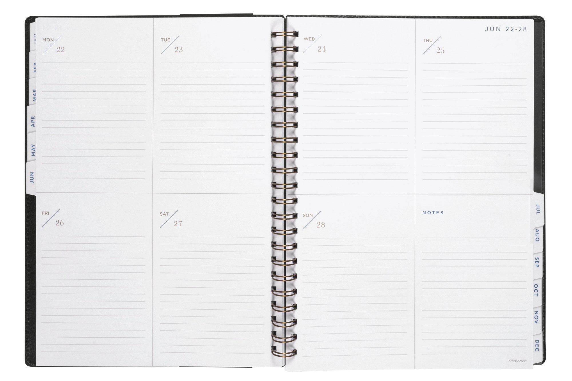 At-A-Glance Signature Diary 2027 A4 Week To View Green opened to show the printed week to view interior pages and the dated planning grid.