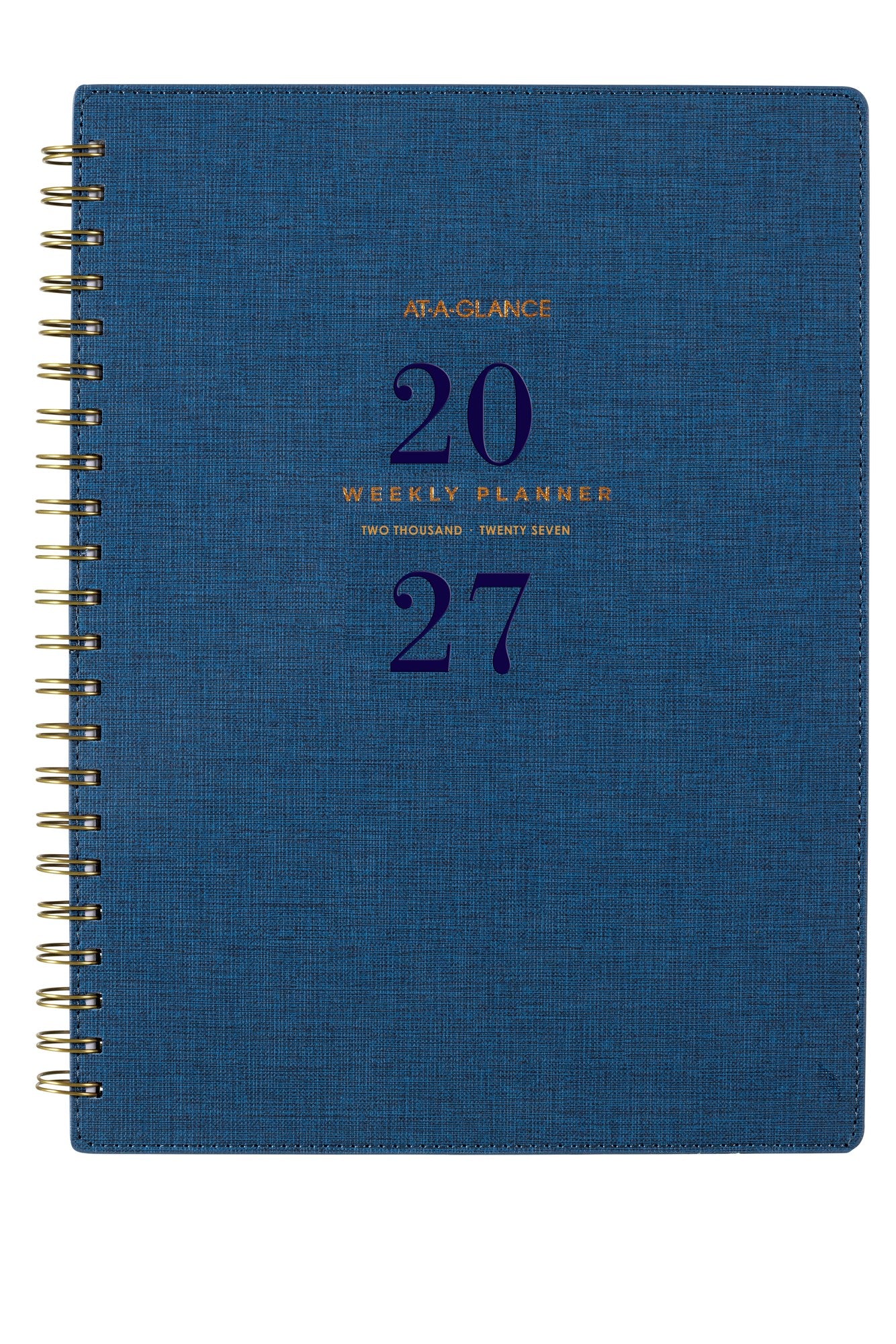 At-A-Glance Signature Diary 2027 A4 Week To View Navy shown front on, the navy cover, closed flat against a plain background.