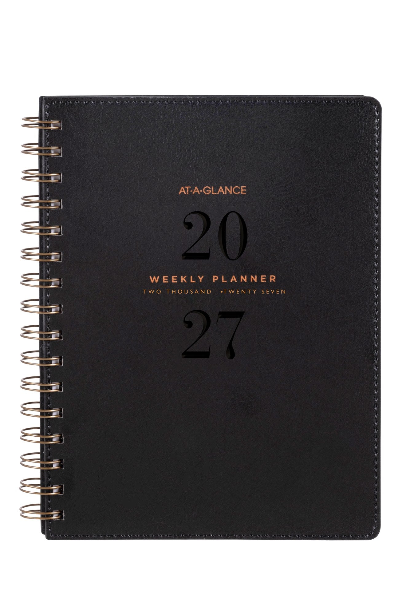 At-A-Glance Signature Diary 2027 A5 Week To View Black shown front on, the black cover, closed flat against a plain background.