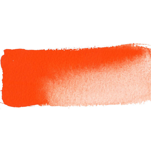 Chroma Atelier Free Flow Artists' Acrylic 250ml Cadmium Orange: square painted swatch of bright flame orange thinning to light peach