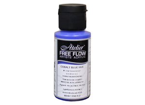 Chroma Atelier Free Flow Artists' Acrylic 60ml Cobalt Blue Hue: 60ml bottle with flip-top cap, black Atelier label naming Cobalt Blue Hue, Series 2