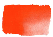 Chroma Atelier Free Flow Artists' Acrylic 60ml Pyrrole Orange: repeat of the wide brushed swatch of vivid red-leaning orange thinning to salmon peach