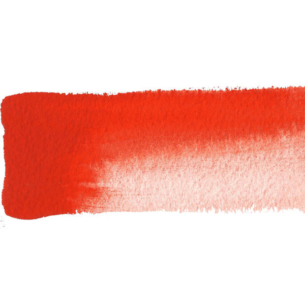 Chroma Atelier Free Flow Artists' Acrylic 60ml Cadmium Red Light (Scarlet): square painted swatch of warm scarlet red thinning to pale blush pink