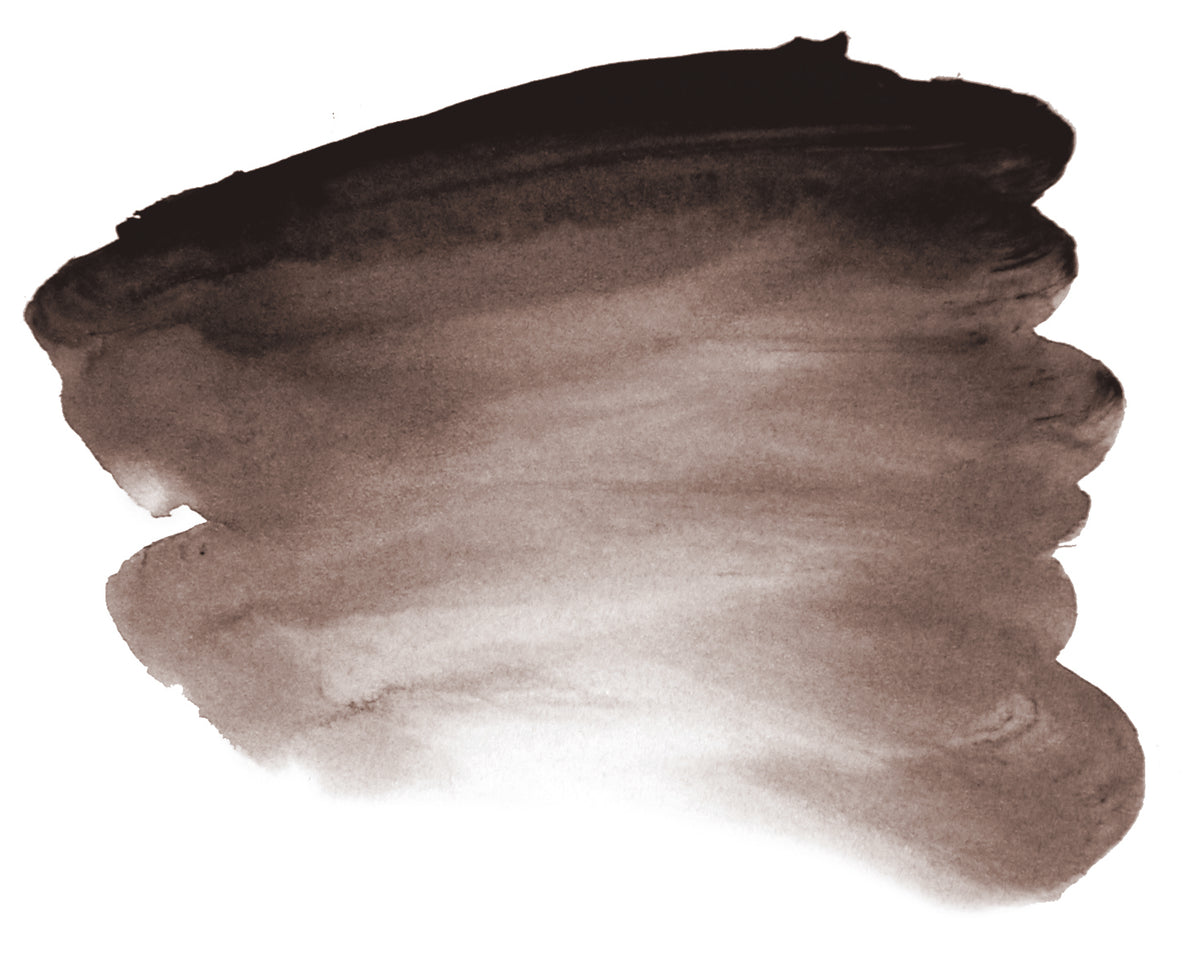 Chroma Atelier Interactive Acrylic Paint 250ml Brown Black: brushed swatch going from a warm near-black brown to a soft mauve-brown grey in the thinner strokes