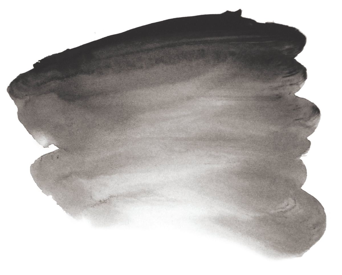 Chroma Atelier Interactive Acrylic Paint 250ml Carbon Black: brushed swatch going from a flat, deep black to soft charcoal greys as the brush runs dry