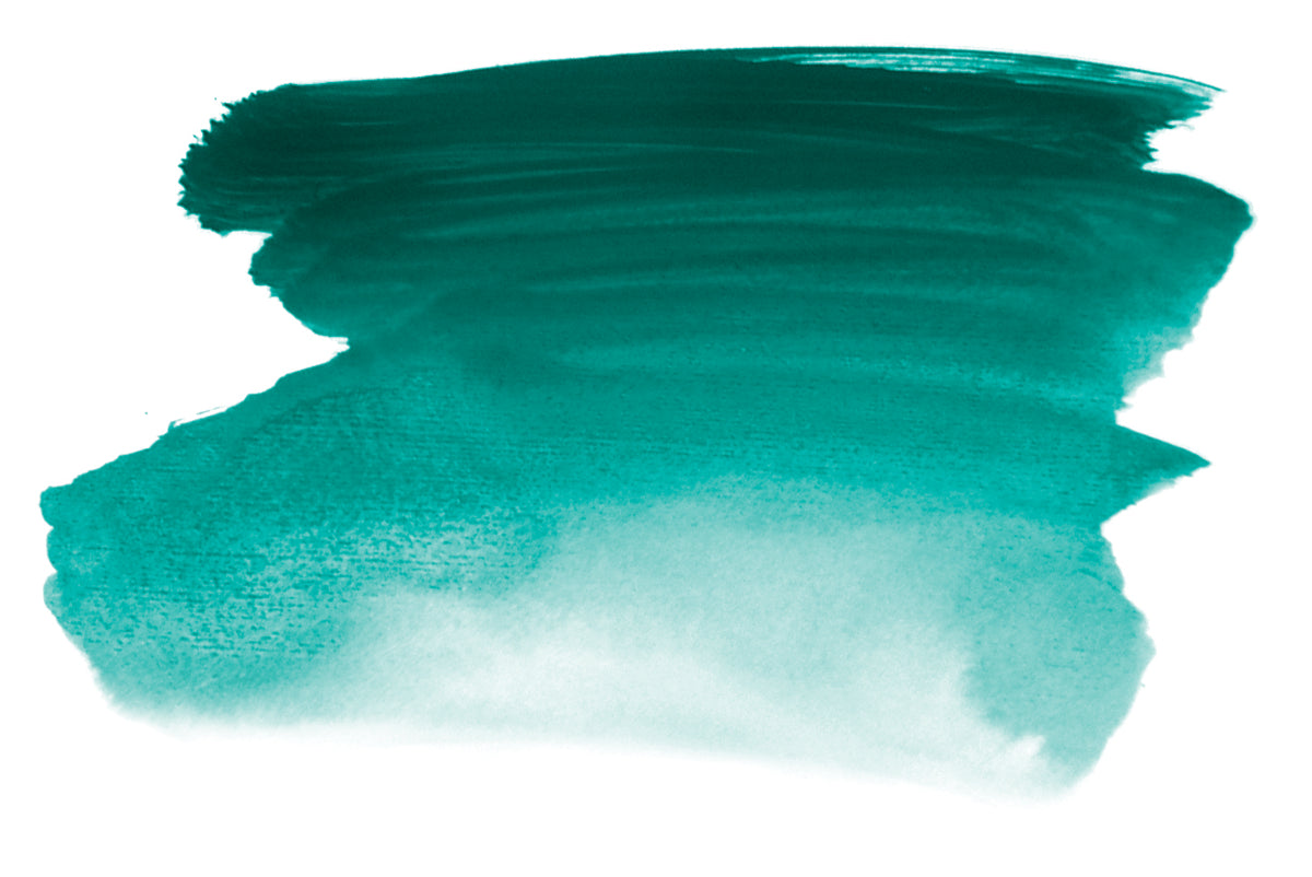 Chroma Atelier Interactive Acrylic Paint 250ml Phthalo Green: brushed swatch going from a dark teal green to a vivid emerald green