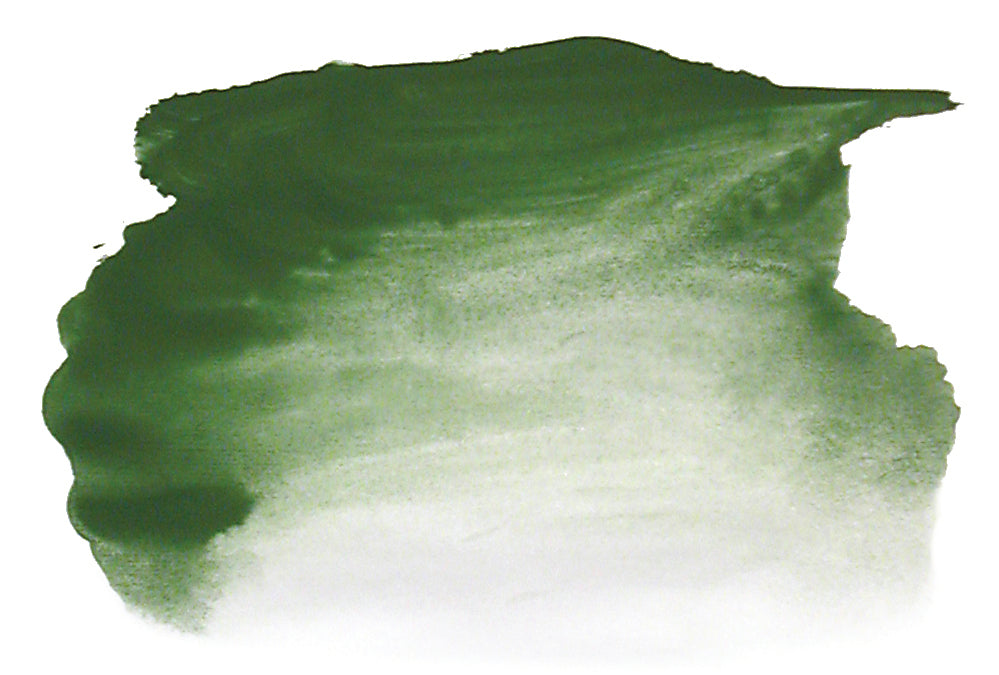 Chroma Atelier Interactive Acrylic Paint 250ml Chromium Green Oxide: brushed swatch going from a sober grass green to a deep grass green fading to pale green