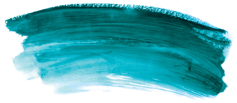 Brush-out swatch of Chroma Atelier Interactive Phthalo Turquoise acrylic paint showing a deep emerald teal that lightens to a fresh mint turquoise