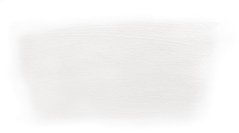 Brush-out swatch of Chroma Atelier Interactive Tinting White (Pearl Titanium) acrylic paint showing a soft white brush-out with faint grey brush marks