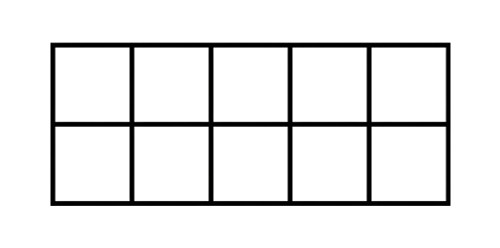 Australian Teaching Aids self-inking tens frame learning stamp with 27mm x 73mm rectangular impression area