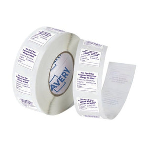Avery Allergy Awareness Labels 937380 This Food Was Prepared with Your Allergy in Mind 40mm 500 Roll | General allergy communication label for allergen-aware catering