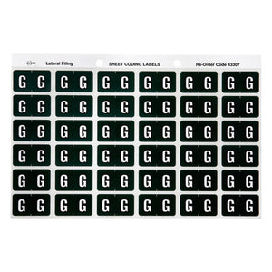 Avery Alphabetical G Side Tab Labels 43307 25x38mm 180 Pack | Smaller format for colour-coded filing system top-up
