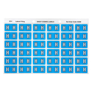 Avery Alphabetical H Side Tab Labels 43308 25x38mm 180 Pack | Smaller format for colour-coded filing system top-up