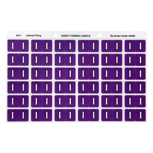 Avery Alphabetical I Side Tab Labels 43309 25x38mm 180 Pack | Smaller format for colour-coded filing system top-up