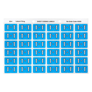 Avery Alphabetical T Side Tab Labels 43320 25x38mm 180 Pack | Smaller format for colour-coded filing system top-up