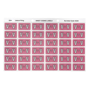Avery Alphabetical V Side Tab Labels 43322 25x38mm 180 Pack | Smaller format for colour-coded filing system top-up