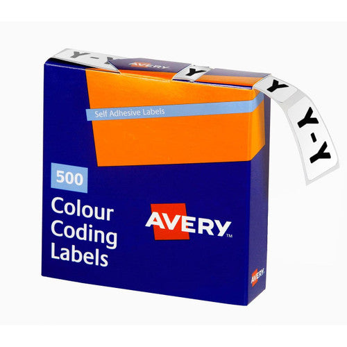 Avery Alphabetical Y Side Tab Colour Coding Labels 43225 25x38mm 500 Box | For colour-coded lateral filing systems