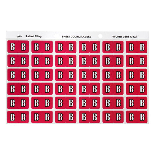 Avery Alphabetical B Side Tab Colour Coding Labels 25 x 38mm 180 Pack - image 1
