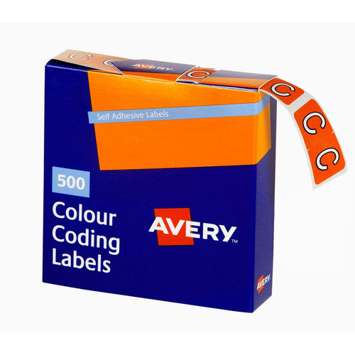Avery Alphabetical C Side Tab Colour Coding Labels 25 x 38mm 500 Box - image 1