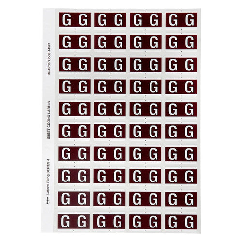 Avery Alphabetical G Side Tab Colour Coding Labels 25 x 42mm 240 Pack - image 1