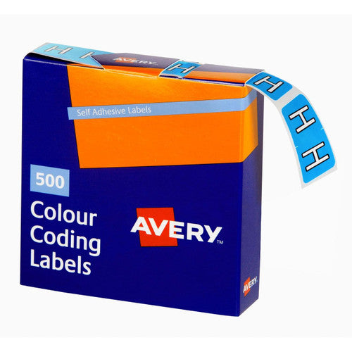 Avery Alphabetical H Side Tab Colour Coding Labels 25 x 38mm 500 Box - image 1