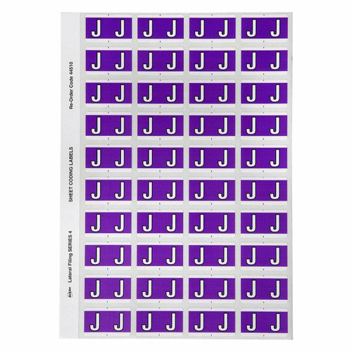 Avery Alphabetical J Side Tab Colour Coding Labels 25 x 42mm 240 Pack - image 1