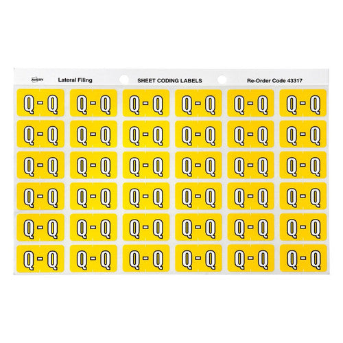Avery Alphabetical Q Side Tab Colour Coding Labels 25 x 38mm 180 Pack - image 1