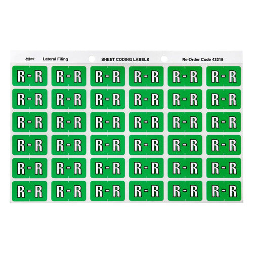 Avery Alphabetical R Side Tab Colour Coding Labels 25 x 38mm 180 Pack - image 1