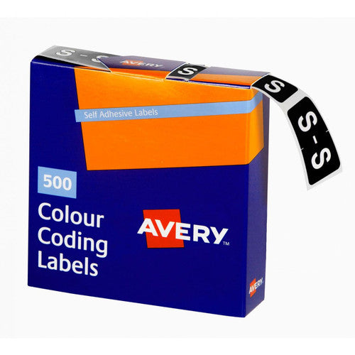 Avery Alphabetical S Side Tab Colour Coding Labels 25 x 38mm 500 Box - image 1