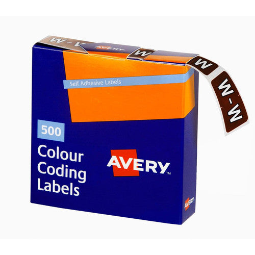 Avery Alphabetical W Side Tab Colour Coding Labels 25 x 38mm 500 Box - image 1