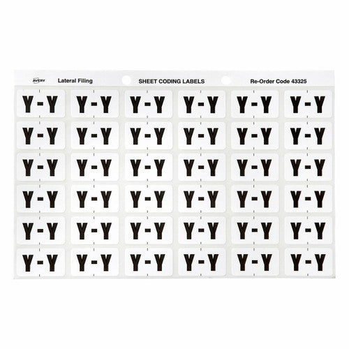 Avery Alphabetical Y Side Tab Colour Coding Labels 25x38mm 180 Pack - image 1