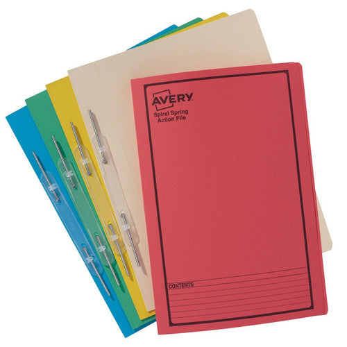 Avery Assorted Colour Spiral Spring Action File Foolscap 5 Pack - image 1