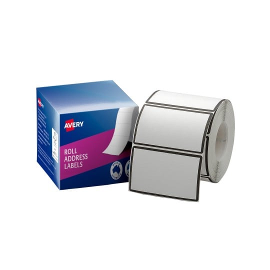 Avery 937112 black border roll address labels, 78 x 48mm, 500 per roll