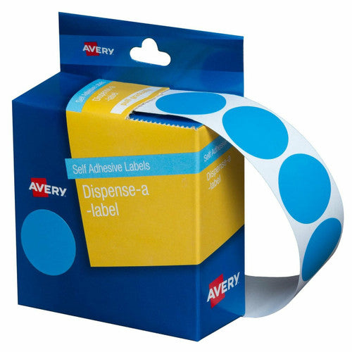 Avery Light Blue Circle Dispenser Labels 937276 24mm 500 Pack | Larger 24mm dot labels for colour-coded collection and inventory marking
