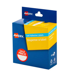 Avery Sale Price Red Circle Dispenser Labels 937351 24mm 300 Pack | Removable pre-printed Sale Price dot for retail and market stall discount marking