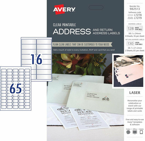 Avery Clear Address and Return Address Kit L7278 L7279 128+130 Pack - image 1
