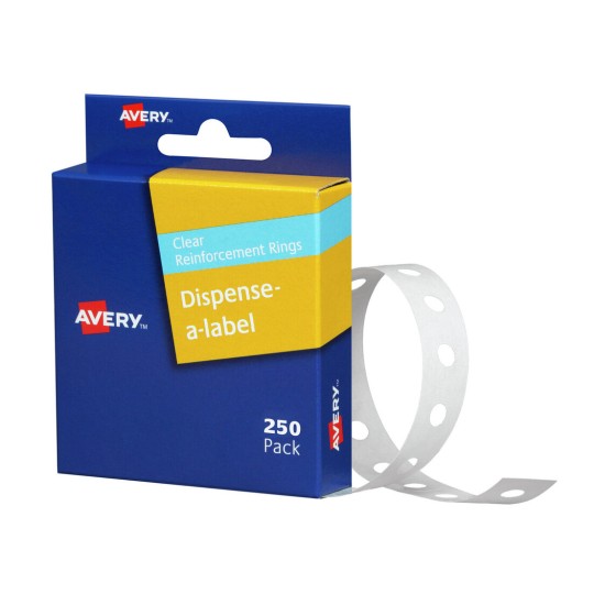 Avery 934242 clear vinyl reinforcement ring labels, 13mm, pack of 250