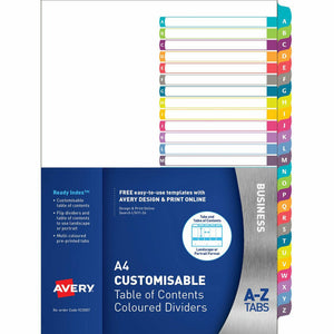 Avery Customisable Table of Contents Dividers A-Z Tabs Landscape Portrait Ready Index 922007 - image 1