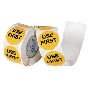 Avery Use First Labels 937343 Removable Orange Black 500 Labels | High-visibility FIFO stock rotation label for food service and food safety compliance