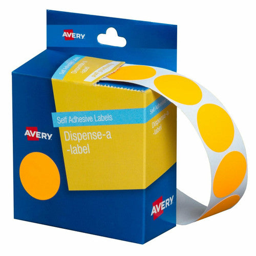 Avery Fluoro Orange Dispenser Labels 937301 Circle 24mm Pack 350 | Larger visible intermediate warning dot for safety systems and process management
