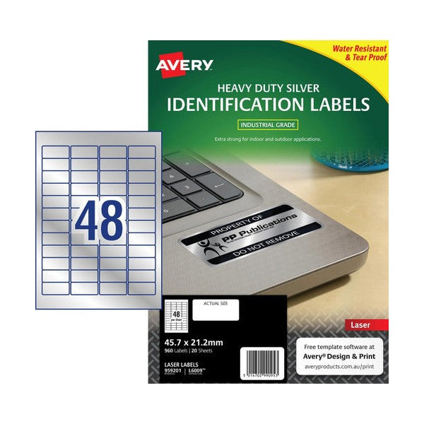 Avery Durable Metallic Heavy Duty Labels L6009 960 Pack 45.7 x 21.2mm - image 1