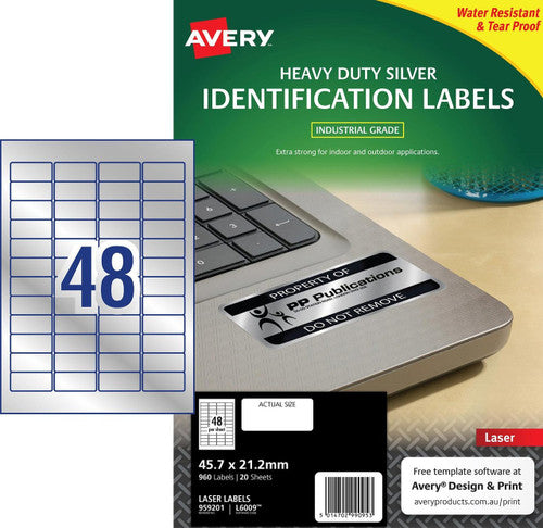 Avery Durable Metallic Heavy Duty Labels L6009 960 Pack 45.7 x 21.2mm - image 1