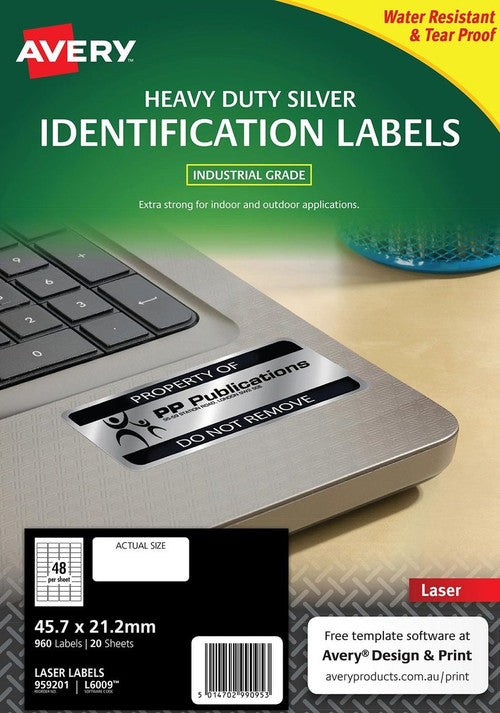 Avery Durable Metallic Heavy Duty Labels L6009 960 Pack 45.7 x 21.2mm - image 3